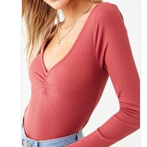 Forever 21 Ruched ribbed knit top